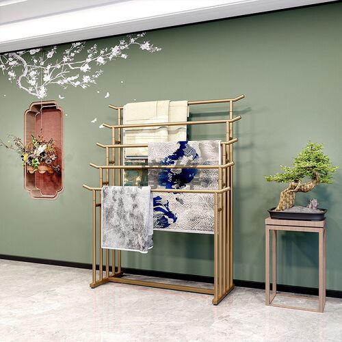 中式铁艺服装店落地展示架围巾架中岛架布料丝巾领带裤料架锦旗架