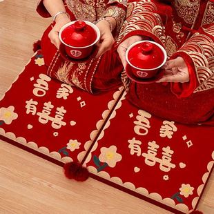 敬茶跪垫一对结婚新郎新娘改口加厚垫子婚礼磕头红色喜垫婚庆用品