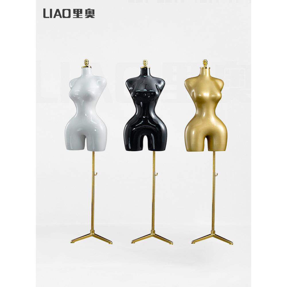 欧美大码大胸翘臀女装外贸模特展示架 金色喷漆半身服装道具假人