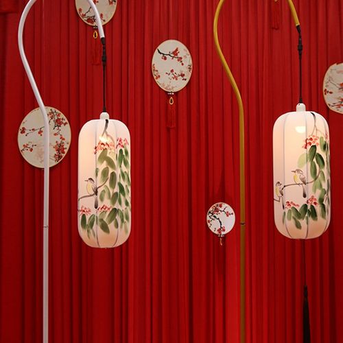 路引主题婚礼舞台布置用品婚庆道具迎宾摆件弯钩路引金色中式灯笼