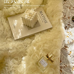 浪漫公主风窗帘立体玫瑰提花纱帘奶油风卧室飘窗半帘高级感 法式