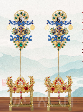 手工金炉花摆件潮汕香炉花供佛虎爷拜金花插香花仙家神像供奉摆件