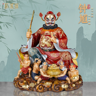 纯铜彩绘钟馗神像魁星点斗天师赐福镇宅门神摆件居家堂口供奉