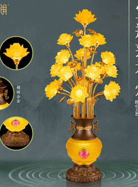 插电宝瓶莲花佛前供灯家用摆件