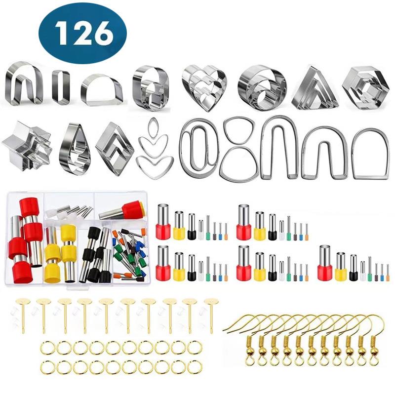 126件套聚合物粘土工具 不锈钢软陶泥切割器DIY手工耳环模具