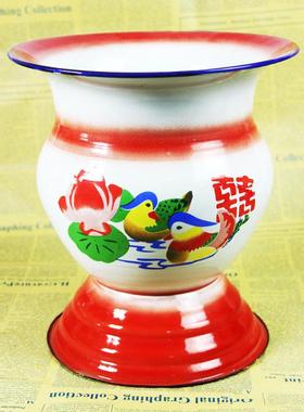 婚庆搪瓷高脚痰盂老式痰盂老式高脚痰盂老人儿童坐便器搪瓷坐便器