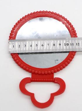 老式塑料结婚红色镜子圆镜壁挂式小圆镜绿/蓝可壁挂台镜12cm王金