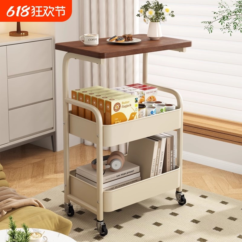 可移动多层茶几小推车边q几客厅沙发收纳带轮茶桌卧室置物架小桌