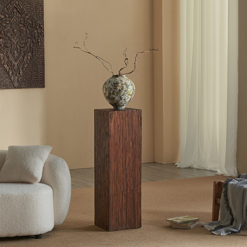 中国Wabi-Sabi风格实木u码头怀旧风化角沙发入口货架花架雕塑桌装