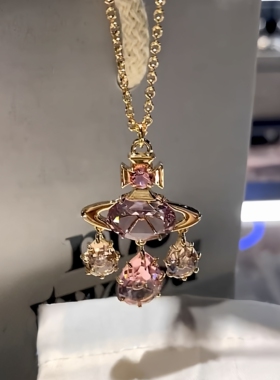 日单蕾系量产型哥特风土水滴锆石星项链水晶土星人鱼眼泪锁骨链