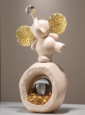 石来运转招财大象摆件高级感玄关电视柜J办公室客厅装饰品轻奢高