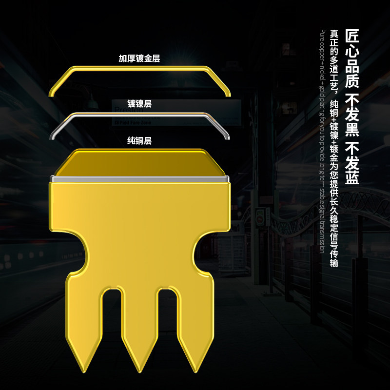 安普康七类屏蔽水晶头万兆网络RJ45网线家用对接头器纯铜镀金8P8C