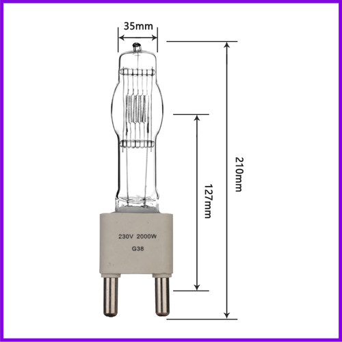 230V 2000W G38石英灯泡影视灯摄像灯投光灯探照灯泡FKK投光灯TZ3