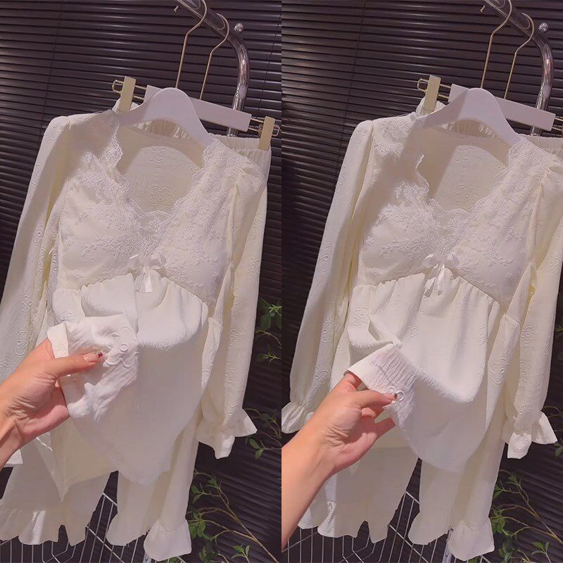 秋季新款韩版公主风纯欲睡衣女法式少女减龄甜美休闲家居服套装