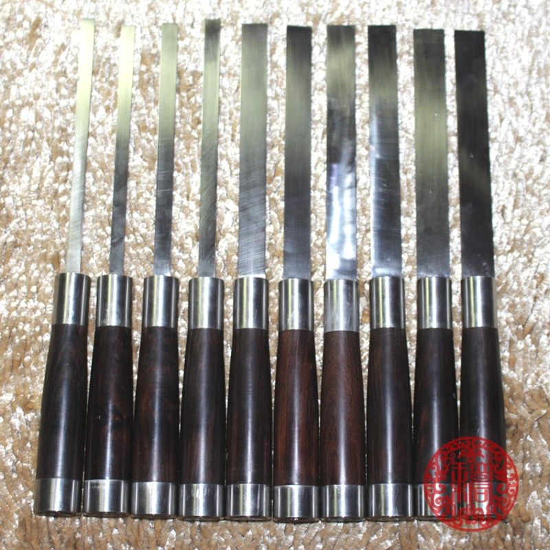 木工手工扁凿工具 超硬白钢紫光檀木柄 304不锈钢套箍木凿 装锁利