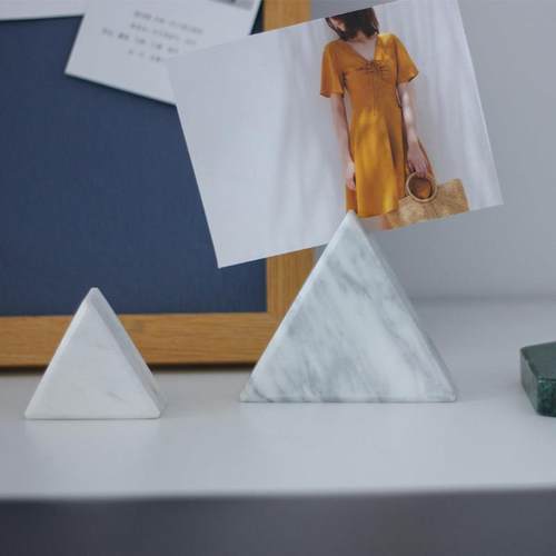 大理石办公桌名片夹座 小清新桌面照片夹摆件 创意留言便签夹座