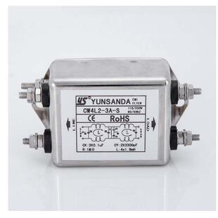台湾云山达单相交流220V电源滤波器Cw4L2-3A-S双段抗干扰螺杆式