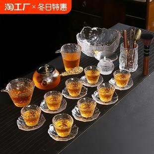 轻奢家用功夫茶杯高档盖碗泡茶器茶壶精致大气 玻璃茶具泡茶套装
