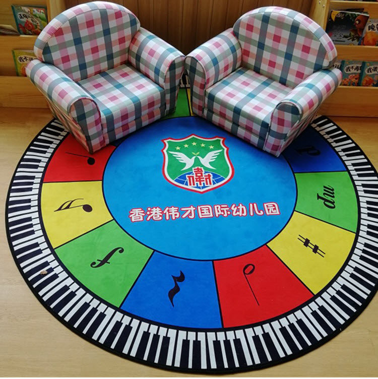 儿童钢琴地毯定制音乐教室音符五线谱教学早教钢琴地垫蓝色可水洗