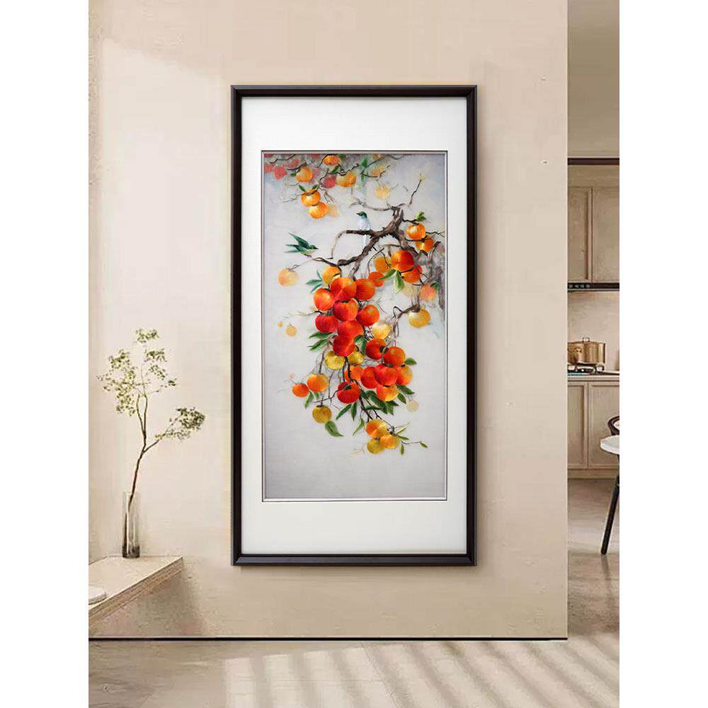 苏州绣挂画,新中国风,柿子手工绣画,门厅,走廊,客厅装饰画