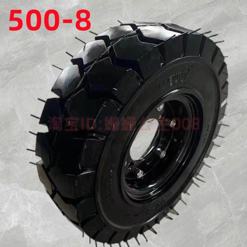 叉车胎650-10轮胎5.00-8实心胎免充气胎防扎胎升降平台轮胎8寸钢