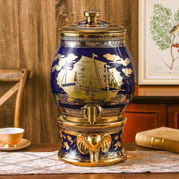 陶瓷镀金冷水壶储水罐蓄水缸净水桶 饮水机净水缸陶瓷过滤器过滤