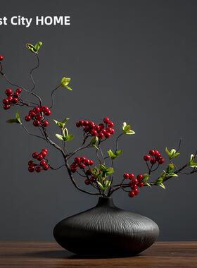 现代中国陶瓷平花瓶客厅餐桌入口电视柜民宿餐厅覆古家禅宗装饰品