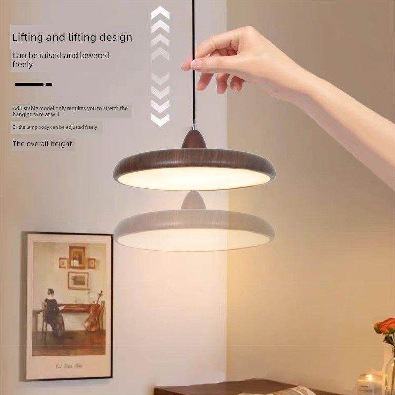 木纹卧室床头书房可调吊灯古色古香胡桃色飞碟餐厅酒吧工作台吊灯,家装灯饰光源,餐厅吊灯,淘宝优惠券,粉丝福利购,淘宝优惠卷