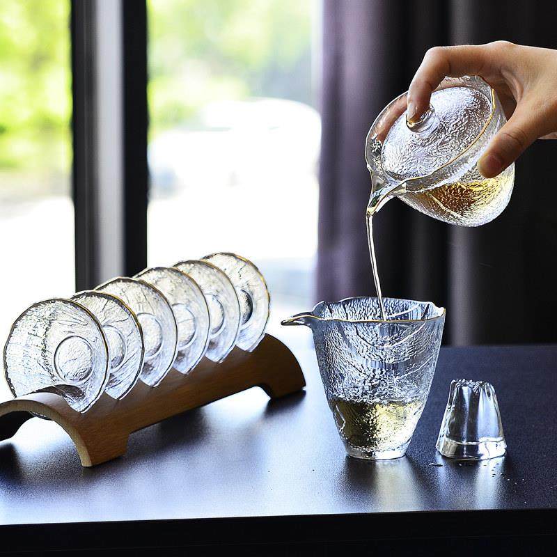 玻璃茶具套装家用客厅办公室喝功夫茶杯泡茶壶日式公道杯复古盖碗,餐饮具,功夫茶具,淘宝优惠券,粉丝福利购,淘宝优惠卷