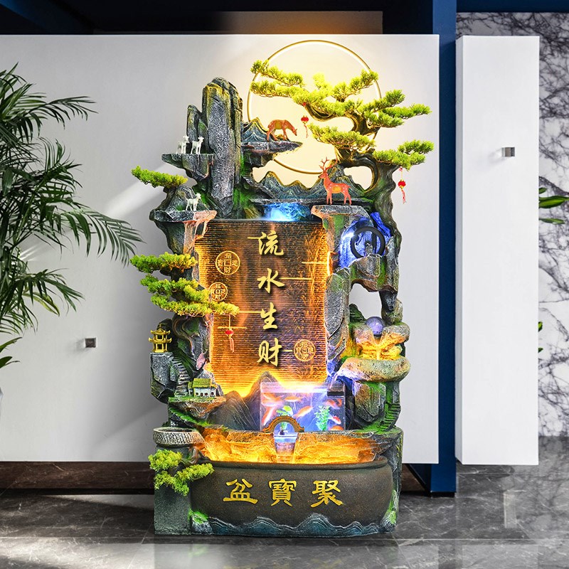 鱼缸假山流水摆件循环水造景观客厅装G饰招财玄关家用旺宅办公室