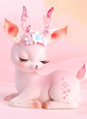 北欧风可爱梅花小鹿一路平安摆件少女心I房间卧室装饰女孩生日礼