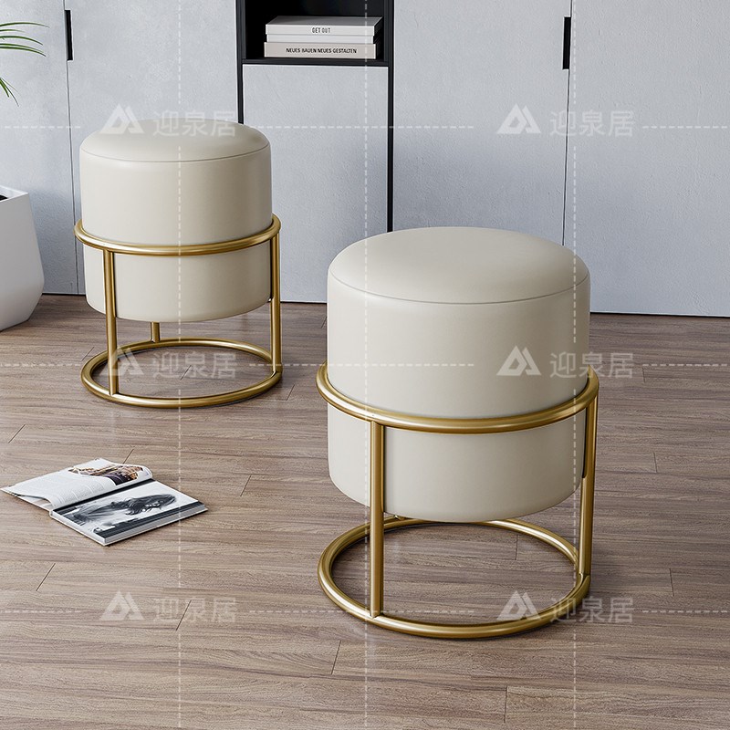 轻奢简约现代不锈钢小圆凳u子床边凳梳妆凳换鞋凳沙发凳脚踏搁脚