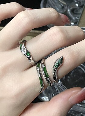 斯莱特林绿灵蛇开口戒指暗黑冷淡风哈利波特周边衍生.指环配饰品