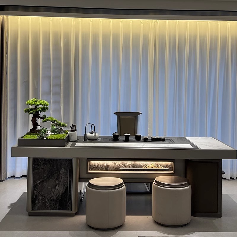 现代轻奢实木功夫茶台网红高级白蜡木泡茶桌家用会所X别墅办公茶