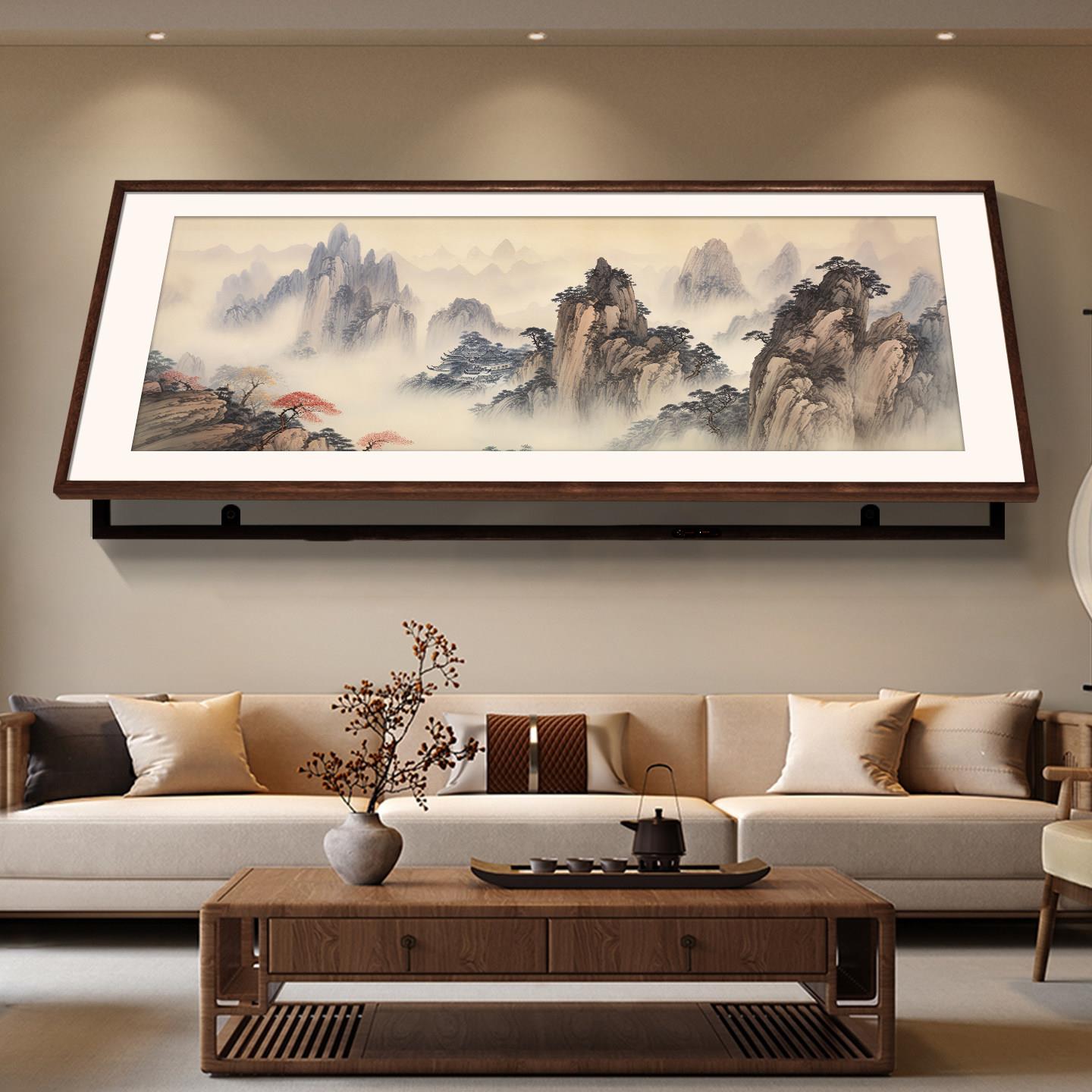 风景山水电表箱装饰画实木超大尺寸遮挡客厅办公室配电箱电闸挂画