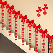 扶手楼梯结婚蝴蝶结挂件农村婚房婚礼布置挂饰新房房间卧室吊坠喜