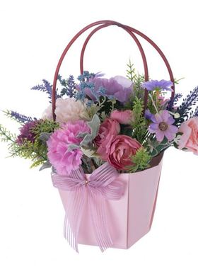玫瑰韵琪康乃馨陆莲花篮仿真花装饰花设计手捧花束墙饰CF01406