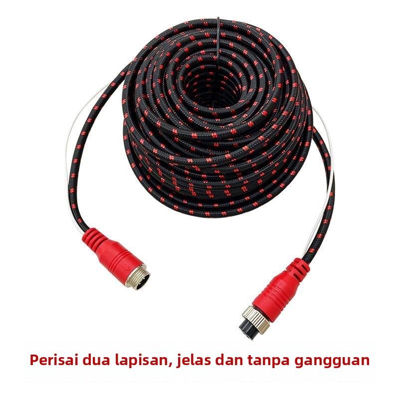 通用车载高清四路监控航空线挂车倒车影像后视视频监控编织连接线