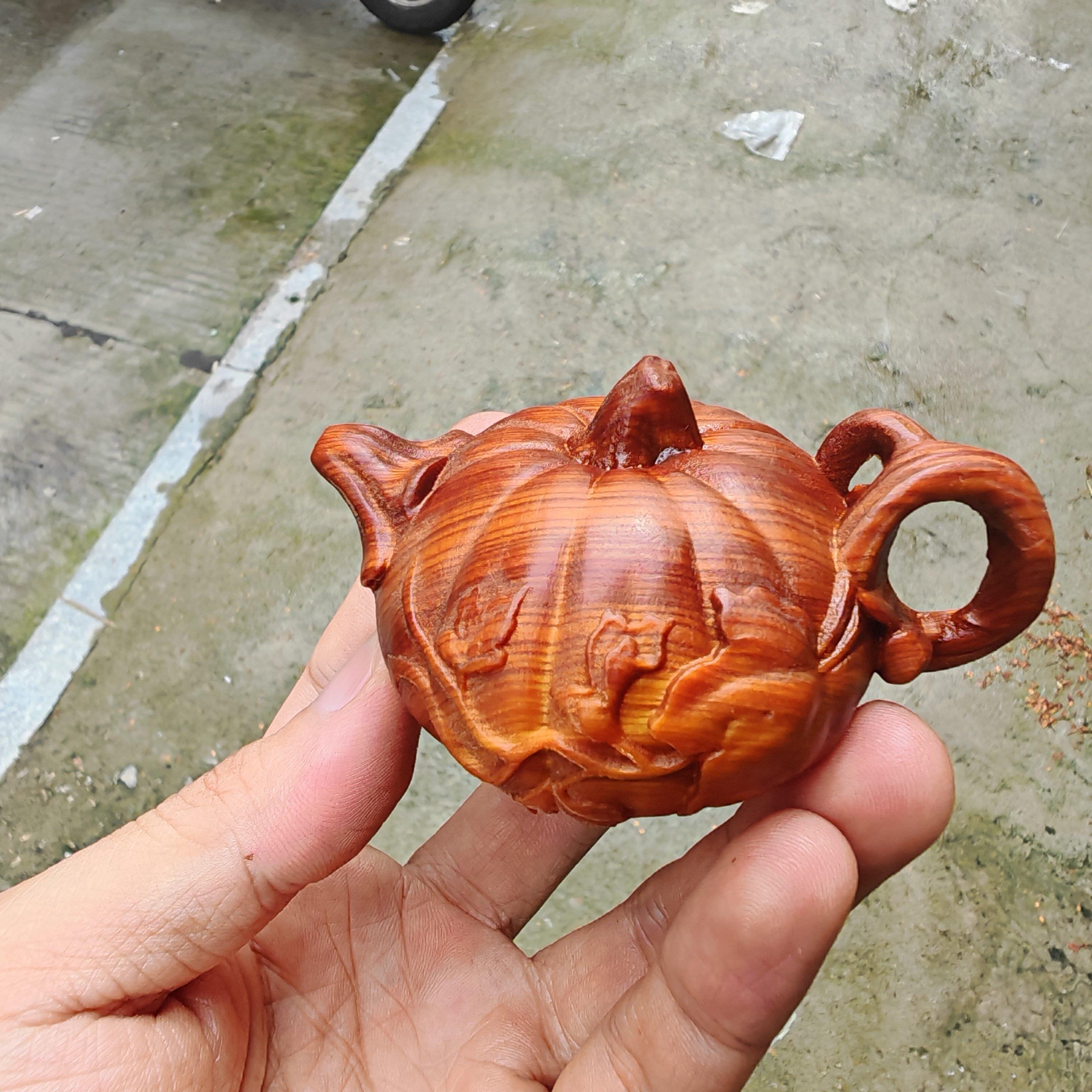 天然崖柏木雕刻南瓜壶手把件把玩件摆件工艺品文玩实木雕刻手把壶