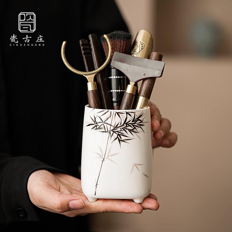 陶瓷手绘茶道六君子套装茶具配件大全家用高档茶刀茶夹刷泡茶工具