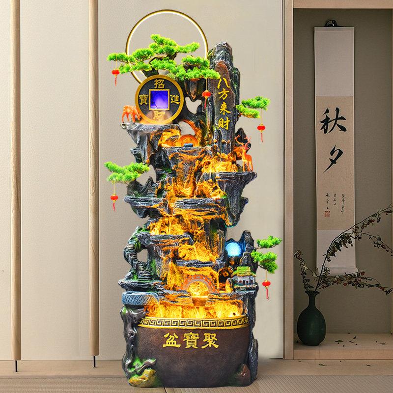 假山流水喷泉循环水客厅生财风水轮装饰招财公司开业礼品落地摆件