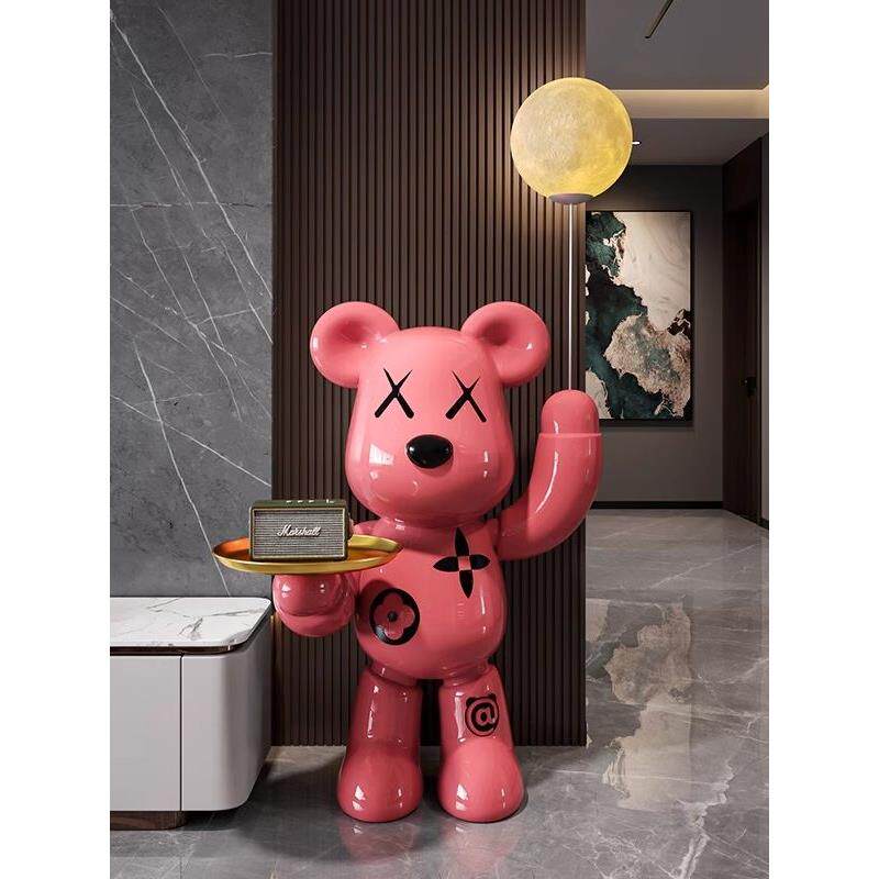 网红暴力熊夜灯摆件客厅电视柜旁落地托盘收纳家居装饰品乔迁新居