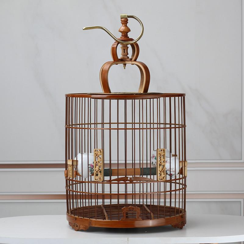 画眉竹鸟笼老竹紫竹手工竹皮抛光精品小谷底竹制蜡嘴鸟笼全套
