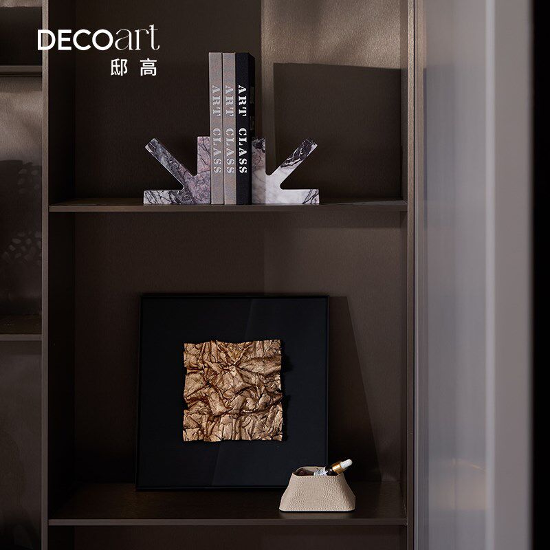 邸高大宅设计书柜开放格摆件软装饰品 艺术感招财手摆件书档搭配