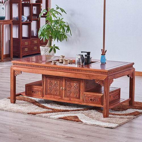 红木茶几刺猬紫檀茶台中式茶桌客厅家用茶几实木泡茶桌花梨木茶几