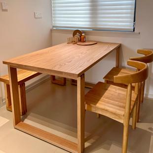 北美白蜡木餐桌书桌茶桌办公桌工作台实木大板桌家用餐桌