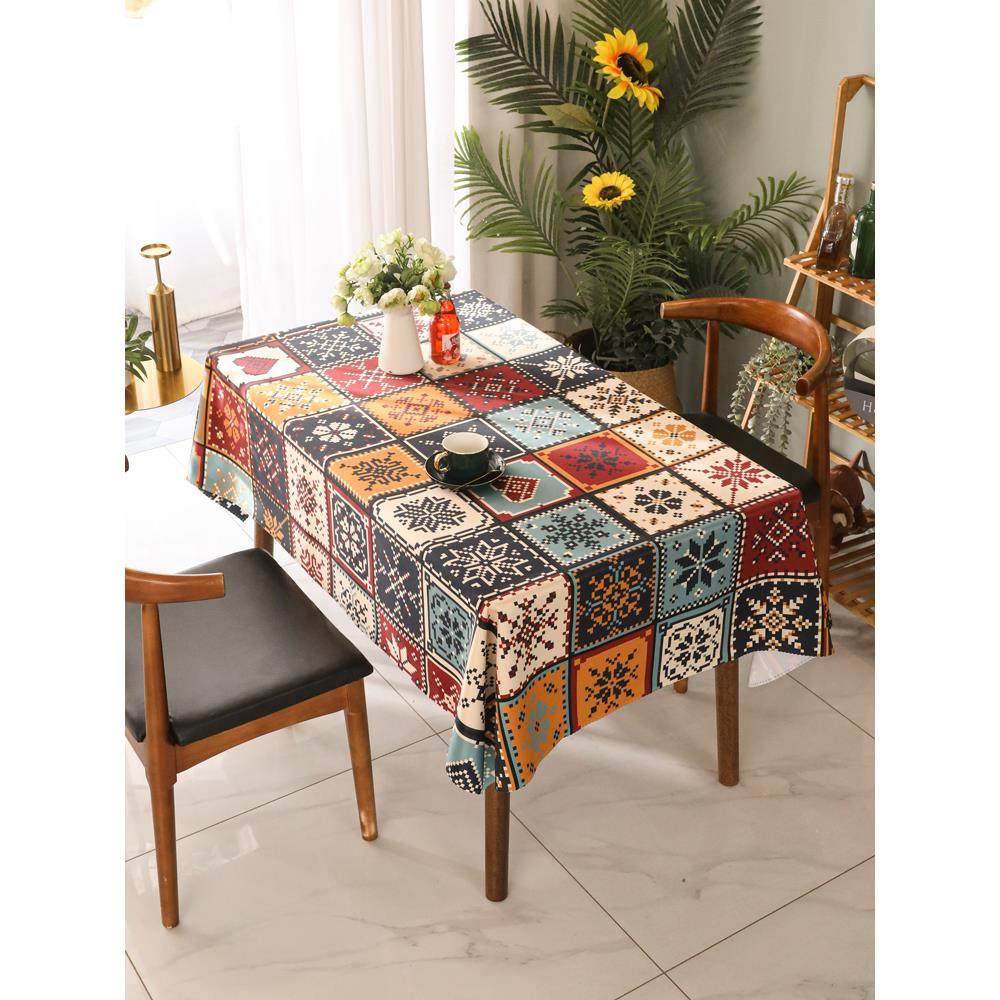 北欧轻奢覆古波西米亚桌布民族风台布餐桌书茶几桌垫盖布定制图案