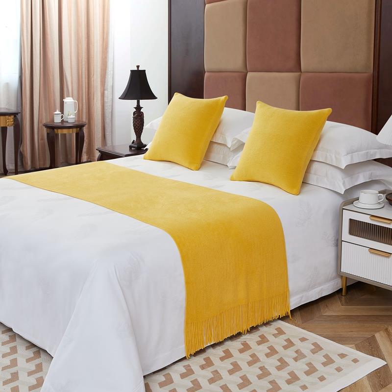 床旗床尾巾民宿酒店宾馆装饰ins风北欧轻奢针织沙发毯床尾毯床盖