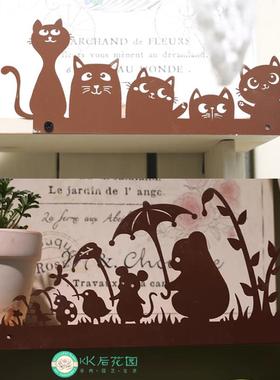 铁艺做旧锈色卡通可爱剪影挂牌墙壁遮丑挂牌挂饰户外背景板装饰