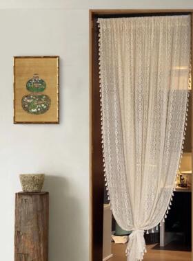 ins风门帘隔断帘蕾丝窗帘纱帘卧室厨房卫生间法式遮挡帘半帘短帘